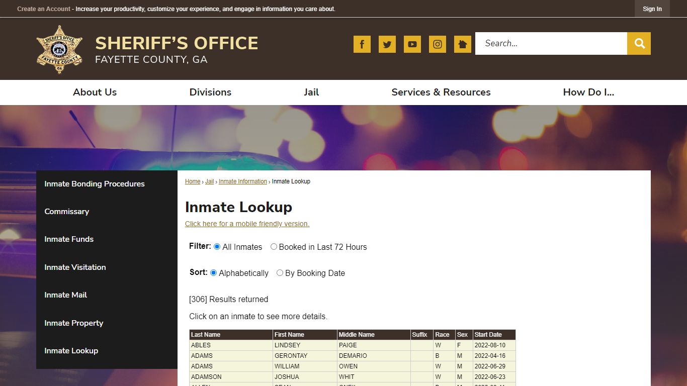 Inmate Lookup | Fayette County Sheriff, GA - Fayette Sheriff