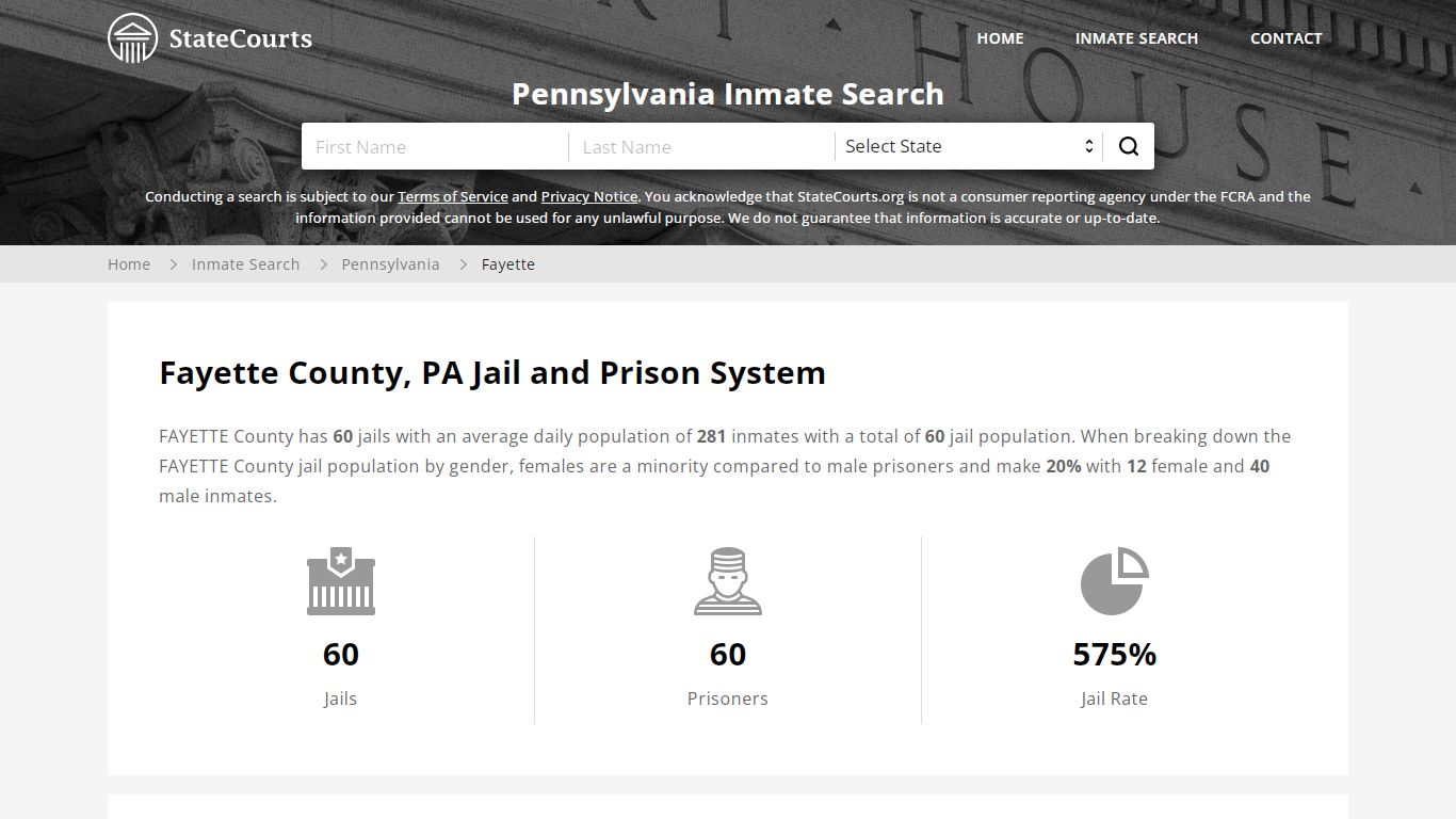 Fayette County, PA Inmate Search - StateCourts